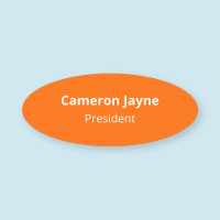 Orange Oval Nametag Pin or Magnetic 3 inch Printed