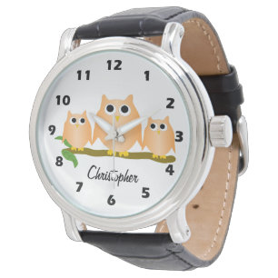 Orange Owl Design Personalised Watch