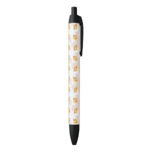 Orange Owl Illustration Pattern Black Ink Pen
