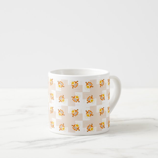 Orange Owl Illustration Pattern Espresso Cup (Front Right)