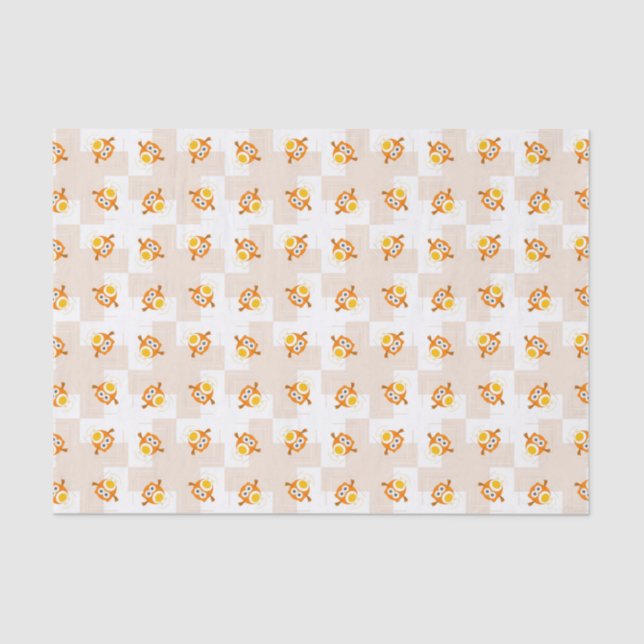Orange Owl Illustration Pattern Tissue Paper (Front)