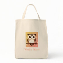 Orange owl on branche personalised library book to