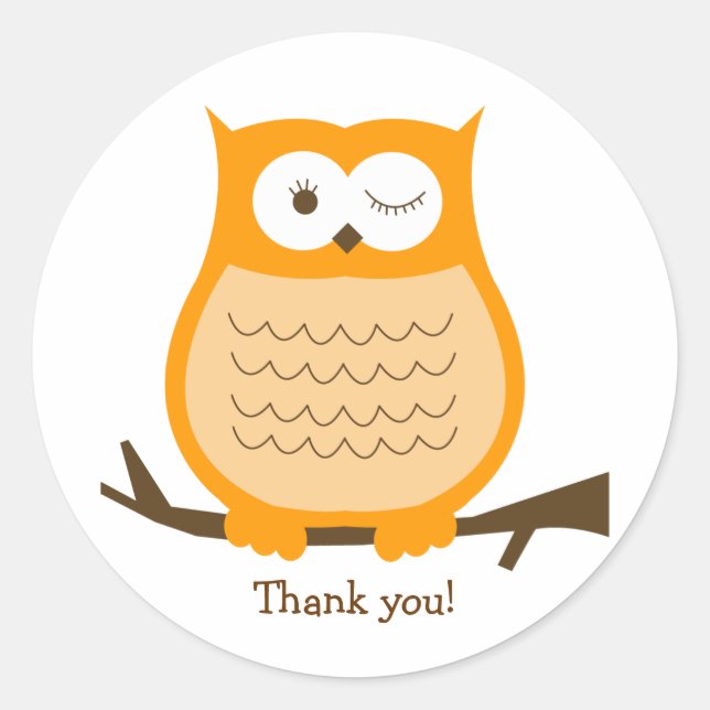 ORANGE OWL Round Favour Sticker | Envelope Seal (Front)