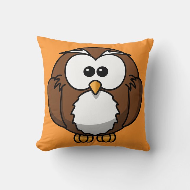 Orange Owl Throw Pillow (Front)