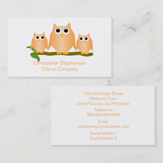 Orange Owls Design Business Card (Front/Back)
