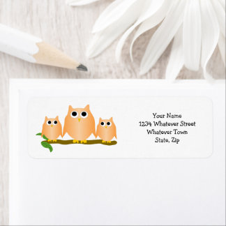 Orange Owls Design Return Address