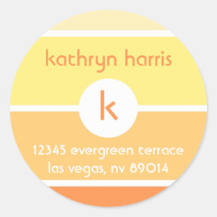 Orange paint chip modern monogram address label