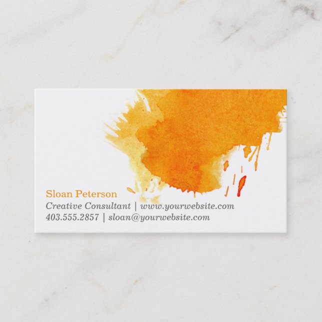 Orange Paint Smudge Business Card (Front)