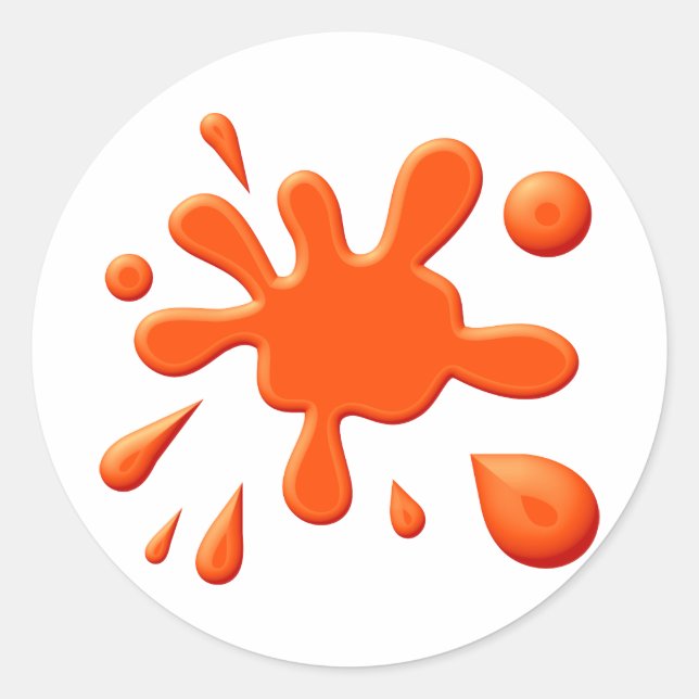 Orange Paint Splodge Classic Round Sticker (Front)