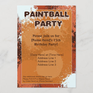 Orange Paintball Party Invite