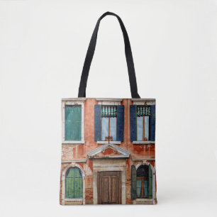 ORANGE PAINTED BUILDING FACADE TOTE BAG