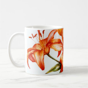 Orange painted fine art lily mug