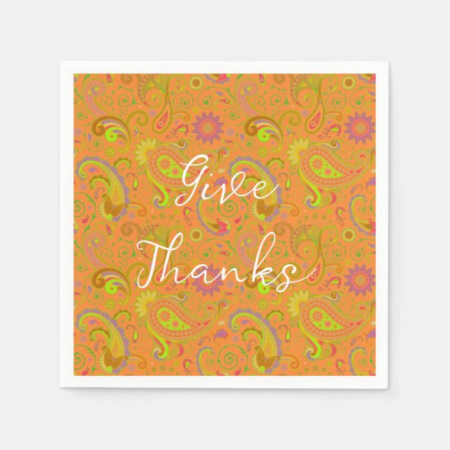 Orange paisley custom napkin (Front)
