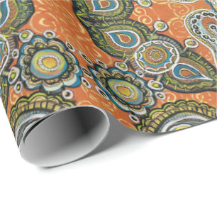 orange paisley gift wrap