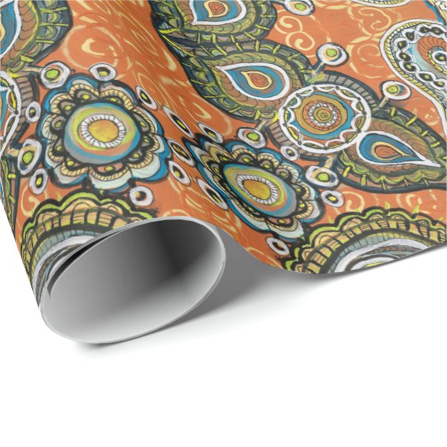 orange paisley gift wrap (Roll Corner)