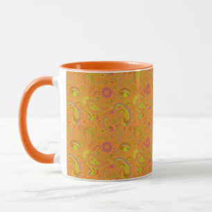 Orange paisley mug