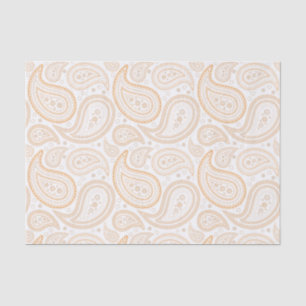 Orange Paisley Pattern on White Tissue Paper