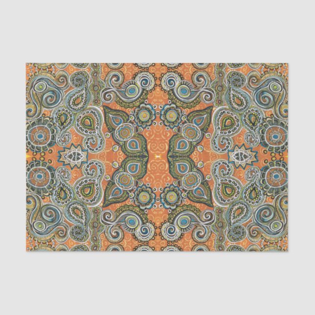 orange paisley pattern tissue paper (Front)