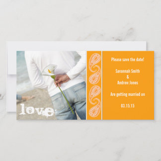 Orange Paisley Save the Date