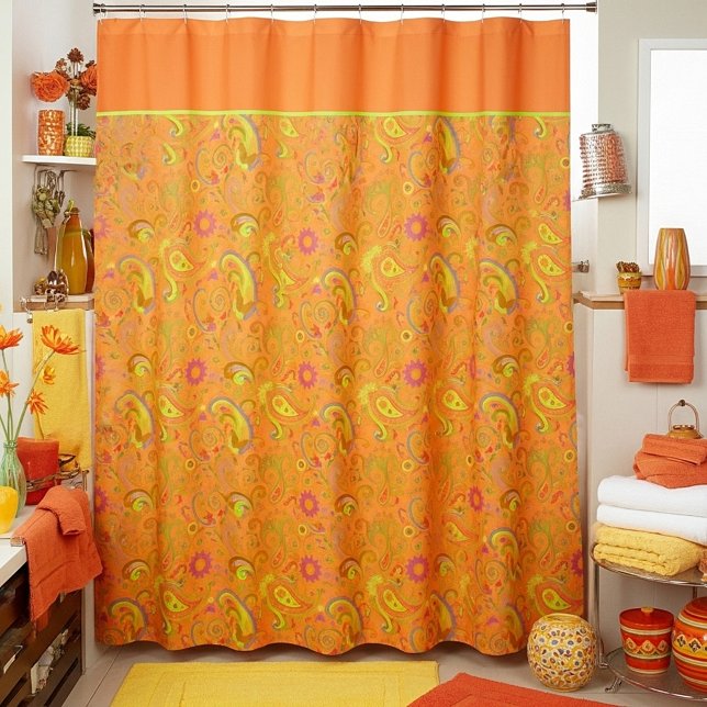 Orange paisley shower curtain (Creator Uploaded)