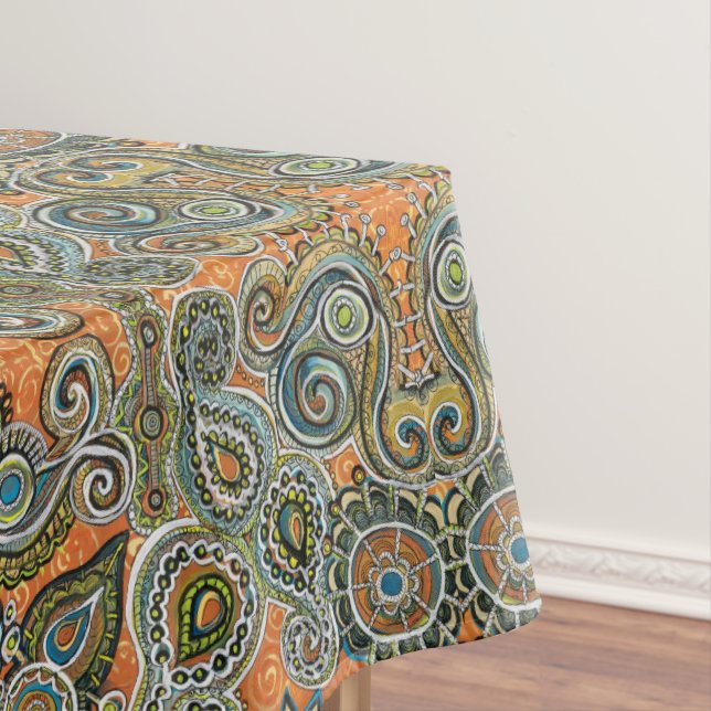 orange paisley tablecloth (In Situ)