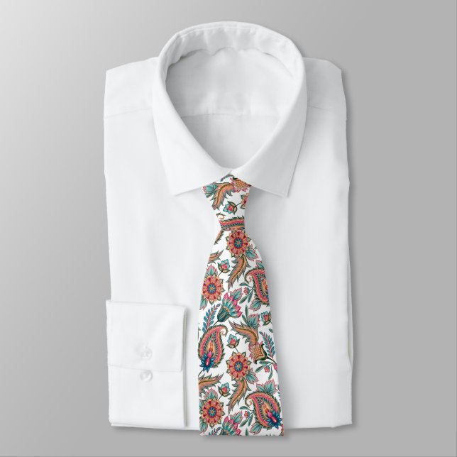 Orange Paisley Tie (Tied)