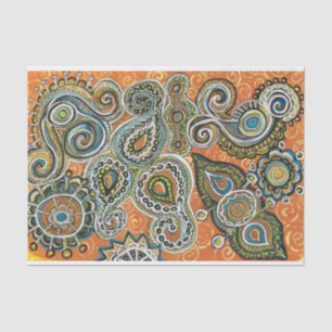 orange paisley tissue paper