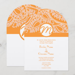 Orange Paisley Wedding Invitation