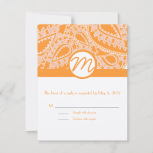 Orange Paisley Wedding Response Cards