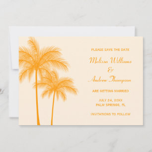 Orange Palm Tree Save the Date Announcement