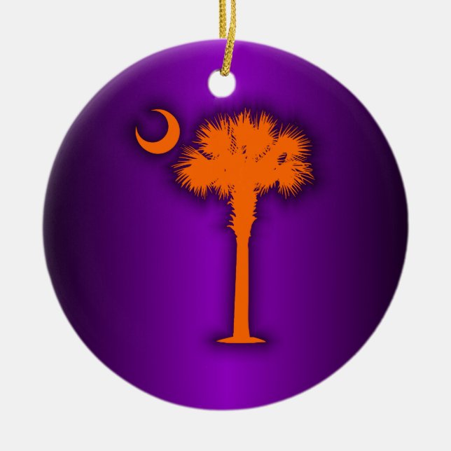 Orange Palmetto Ceramic Tree Decoration (Front)
