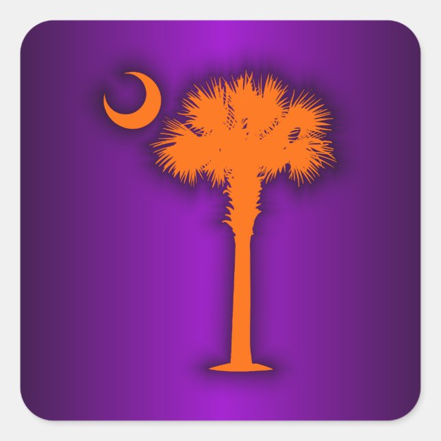 Orange Palmetto Square Sticker (Front)