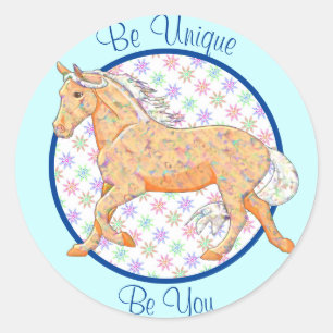 Orange Palomino (blue/purple) Classic Round Sticker