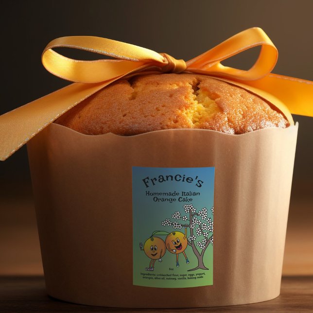 Orange Pals Funny Cartoon Cake Marmalade and More Food Label (Creator Uploaded)