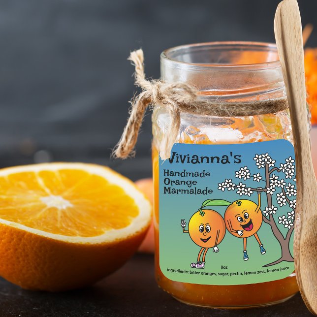 Orange Pals Funny Cartoon Marmalade Jelly and More Square Sticker (Creator Uploaded)