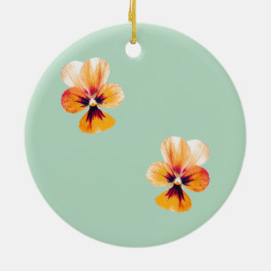 orange pansies ceramic tree decoration