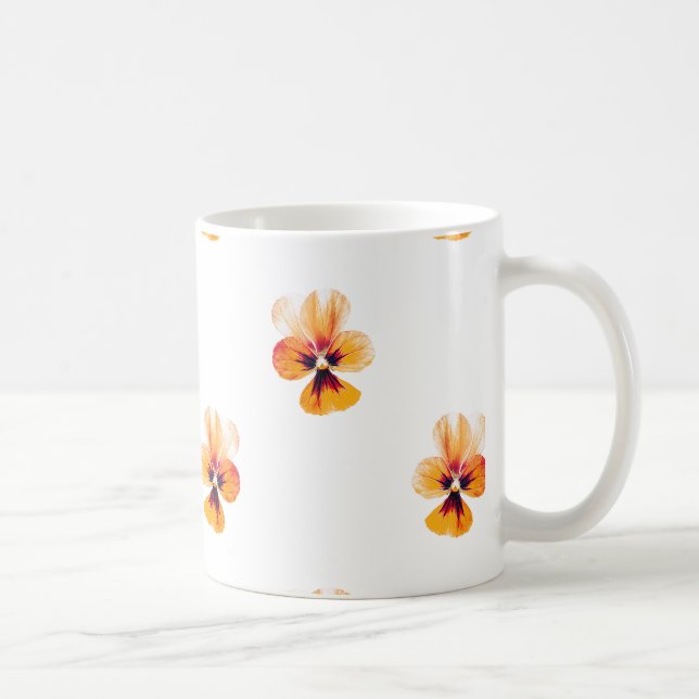 orange pansies coffee mug (Right)