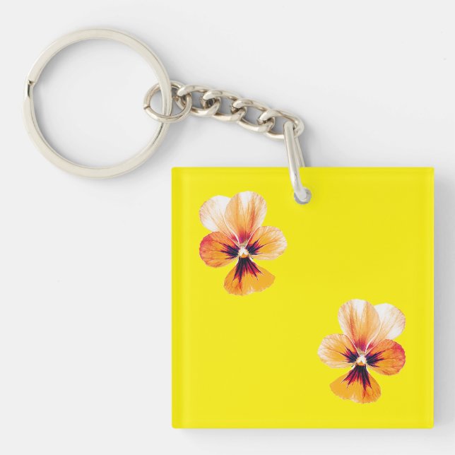 orange pansies key ring (Front)