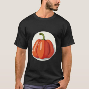 Orange Paprika Fruit in a White Circle Background T-Shirt