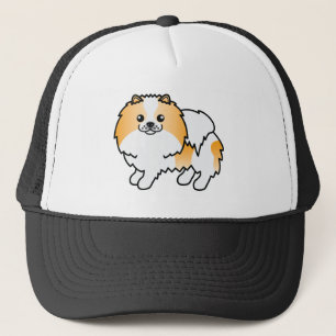 Orange Parti-Colour Pomeranian Cute Cartoon Dog Trucker Hat