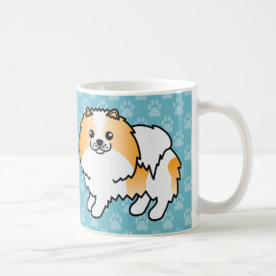 Orange Parti-Colour Pomeranian Dog On Blue Coffee Mug