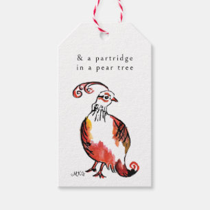 Orange Partridge Cute Hand-Illustrated Address  Gift Tags