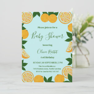 Orange Party Fruit Fresh Baby Shower  Invitation