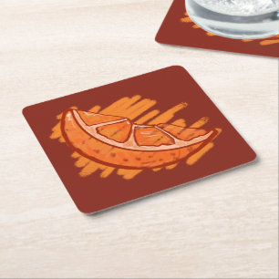 Orange Party Suppiies Square Paper Coaster