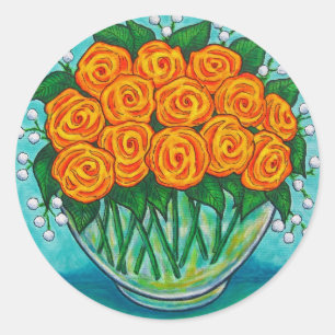 Orange Passion Roses Sticker