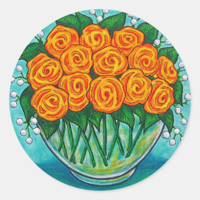 Orange Passion Roses Sticker (Front)