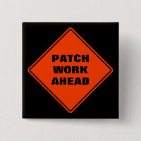 Orange patch work ahead classic road sign 