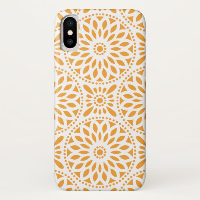 Orange Pattern Abstract Mandala Case-Mate iPhone Case (Back)