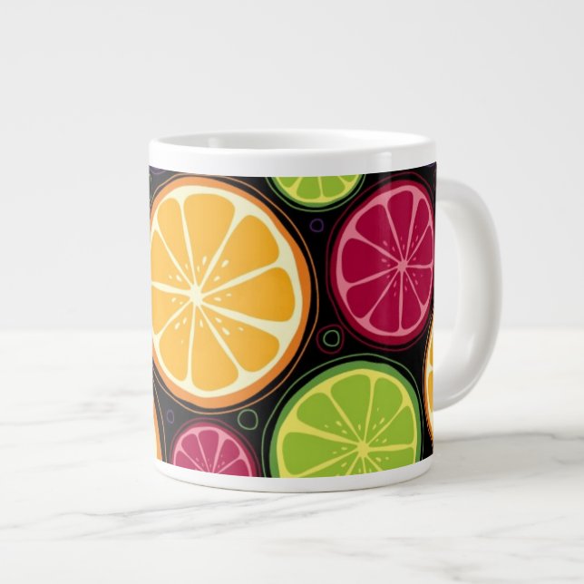 Orange pattern and background large coffee mug (Front Right)