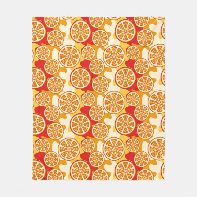 Orange pattern fleece blanket (Front)